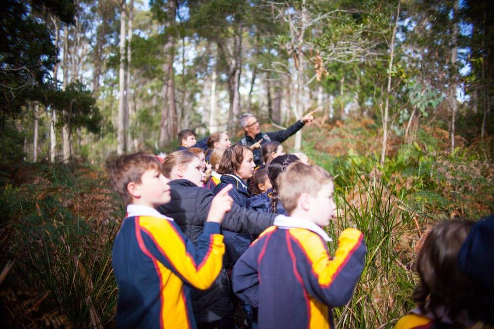 Children looking at compasses